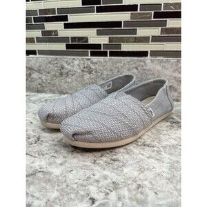 TOMS Classic Slip On Canvas Gray Large Herringbone Size 5